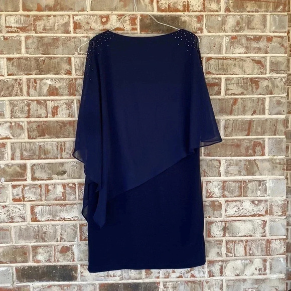 DJ-JAZ Navy Beaded Cape Mother of the Bride Dress - Picture 6 of 8